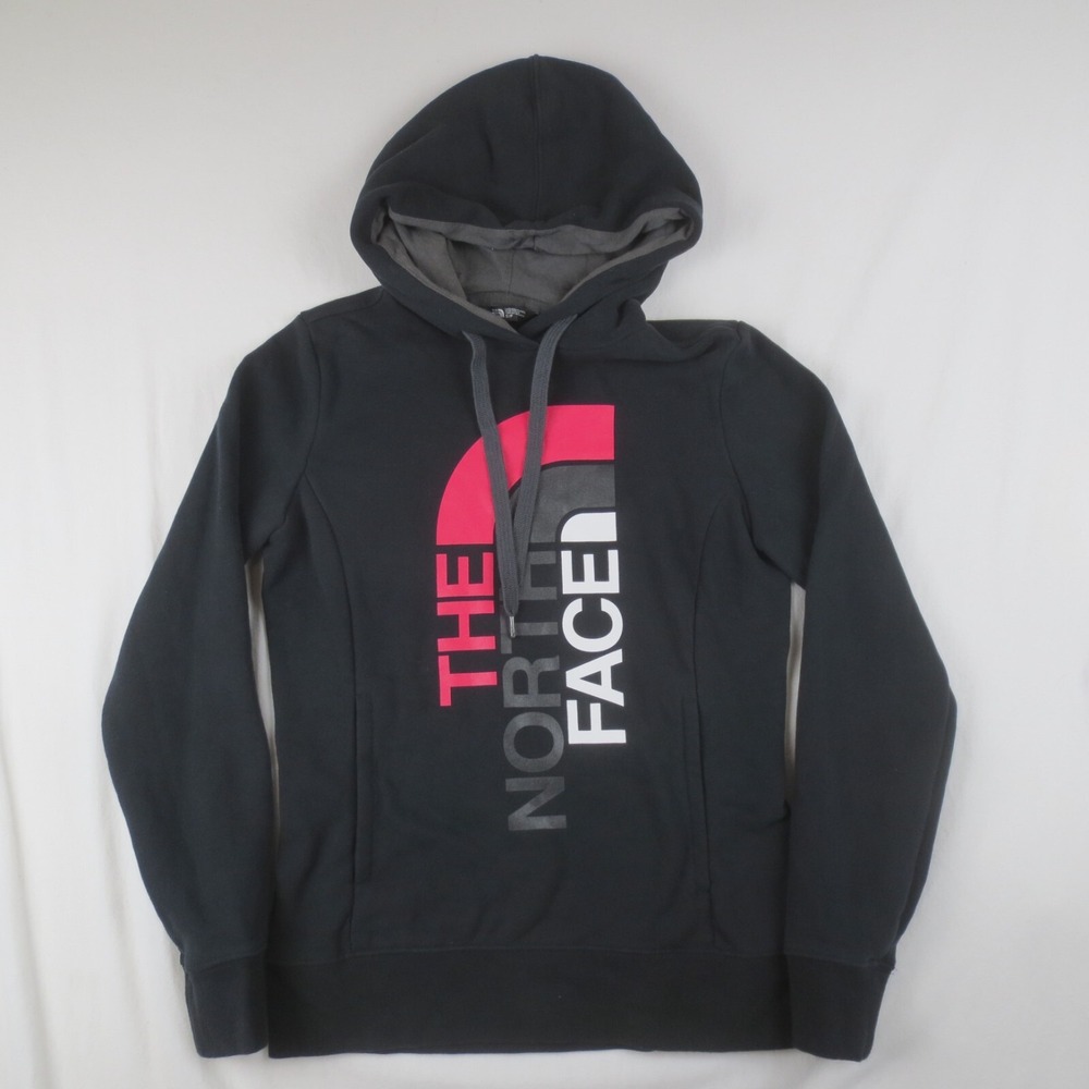 North Face Trivert Logo Hoodie Womens S Black Pink Pullover Outdoors Gorpcore